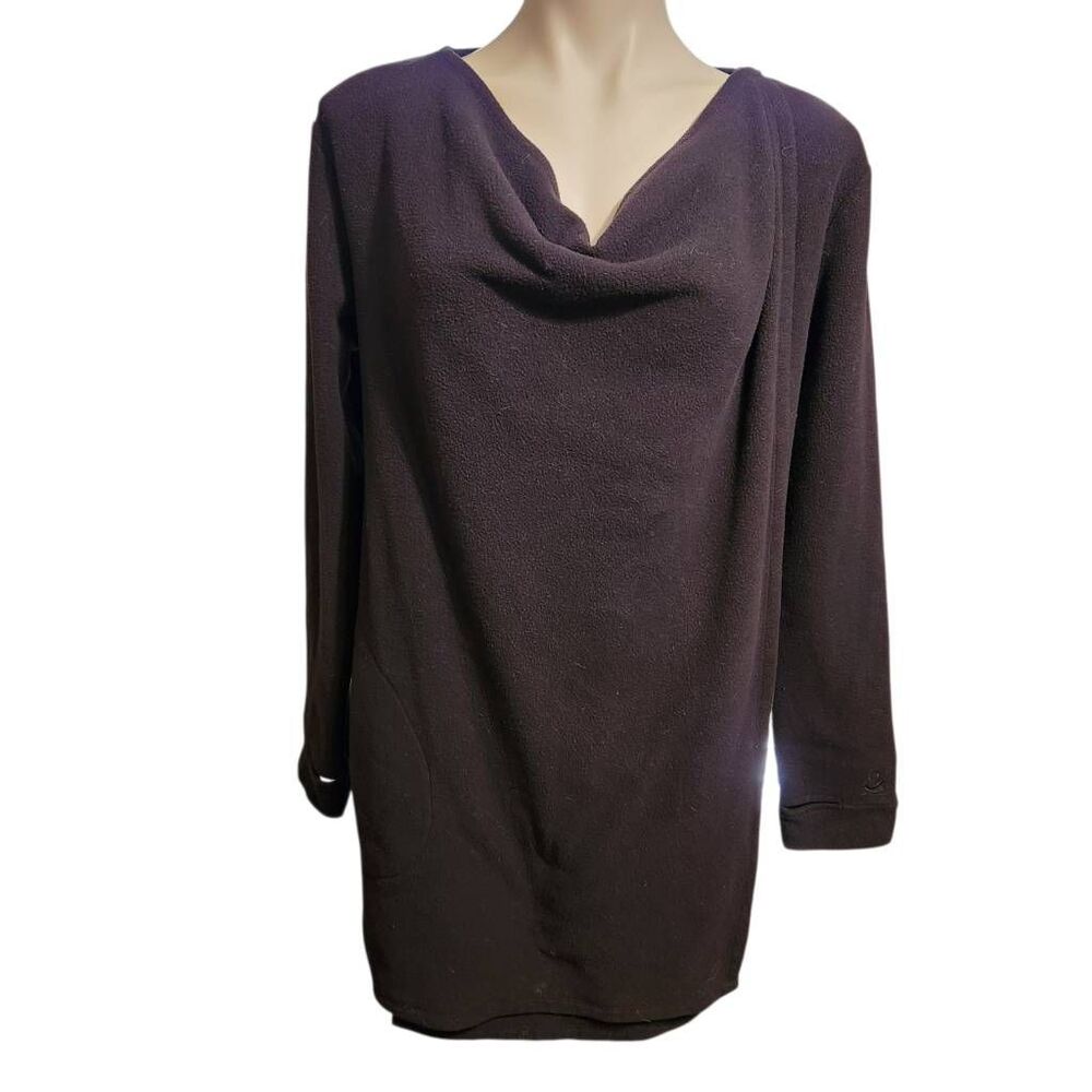Cuddl Duds Fleecewear Stretch‎ Long Sleeve Wrap jacket black medium
